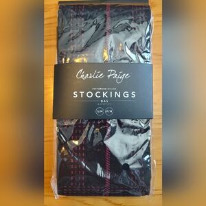 Charlie Paige Black and Red Patterned Stockings